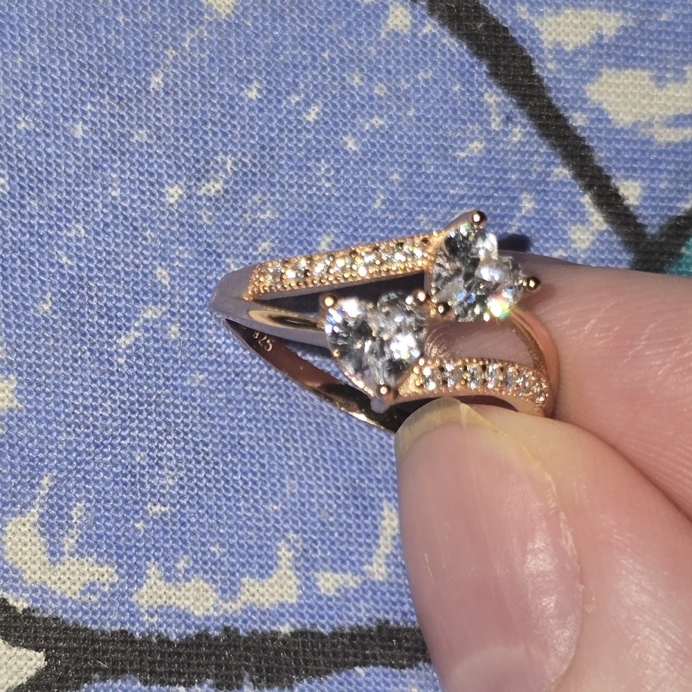 Elegant Sterling Silver, Rose Gold Ring.